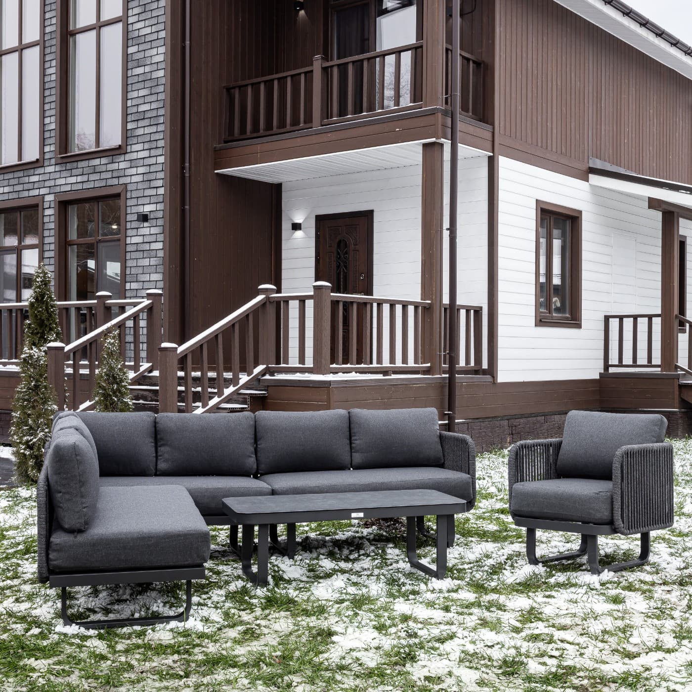 Лаунж-зона Nardi с угловым диваном из алюминия