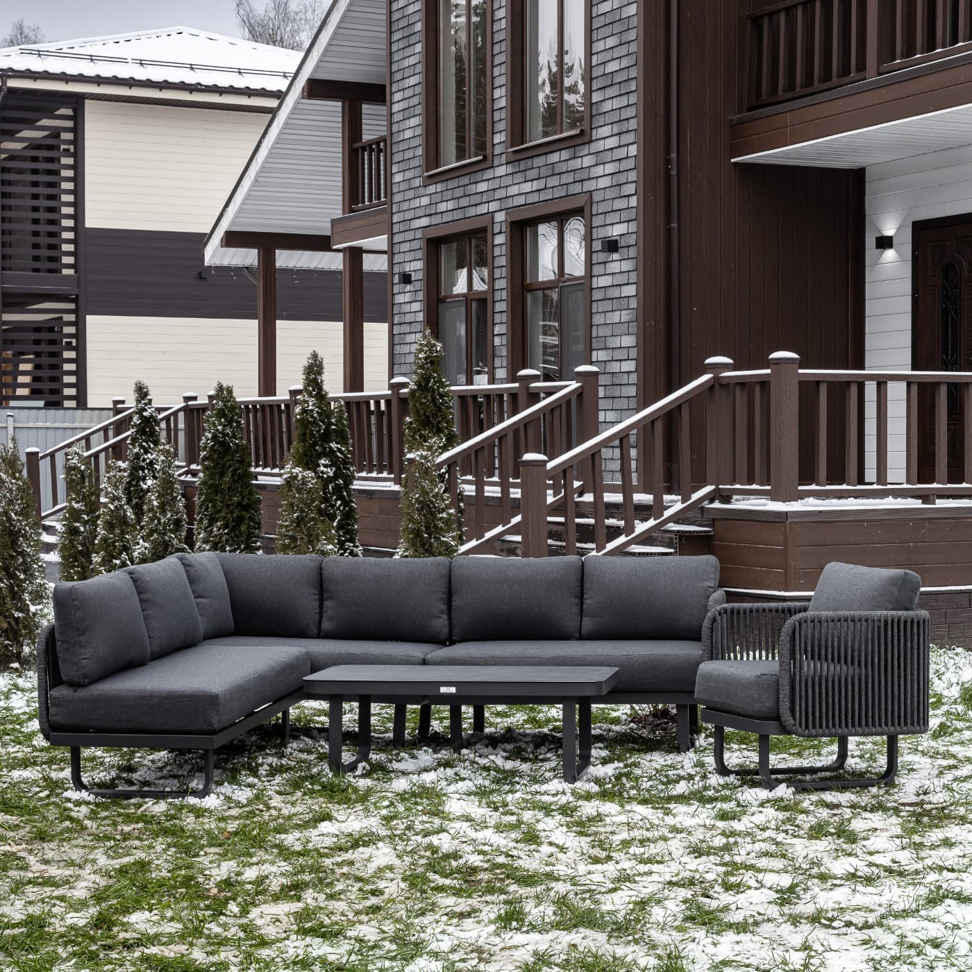 Лаунж-зона Nardi с угловым диваном из алюминия