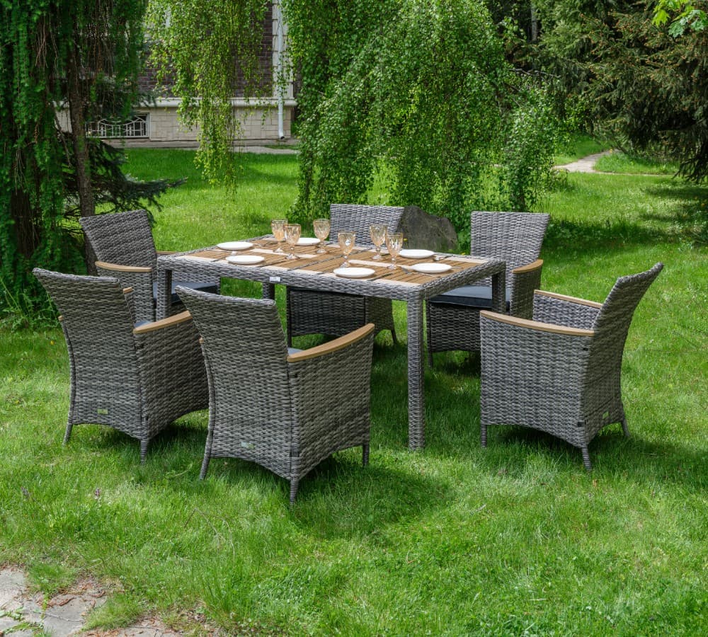 Aros обеденный комплект серого цвета на 6 персон