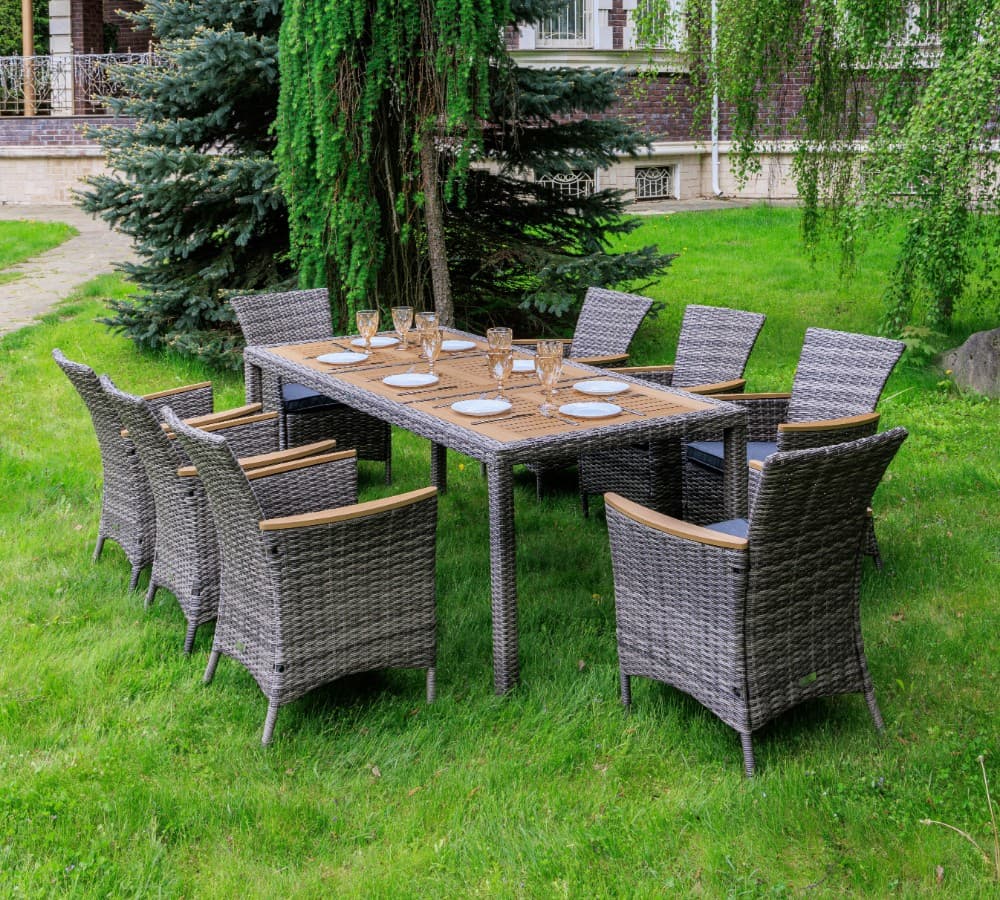 Aros обеденный комплект серого цвета на 8 персон